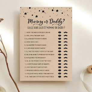 Bewerkbare mama of papa Baby shower spel Kaart