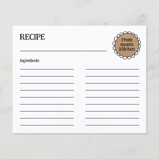 Bewerkbare MAM'S KEUKEN Rustieke Doodle Recept Kaa (Voorkant)