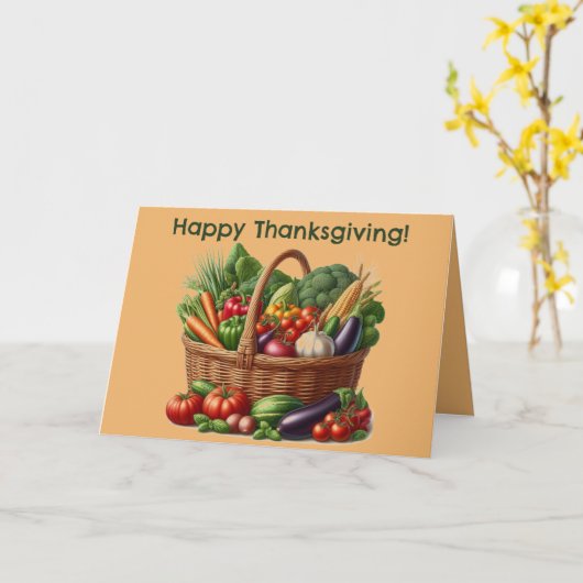 Bewerkbare mand van groenten Thanksgiving Kaart (Gele Bloem)
