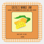 Bewerkbare Mango Jam Vierkante Sticker (Voorkant)