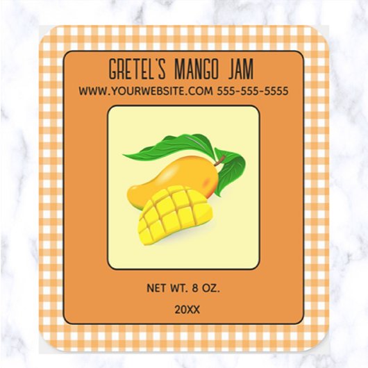 Bewerkbare Mango Jam Vierkante Sticker