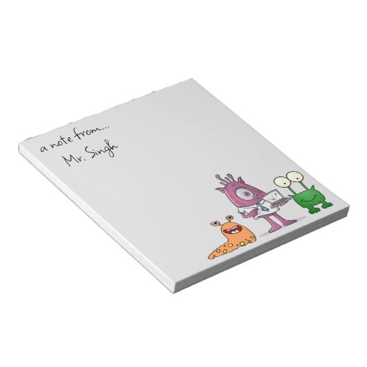 Bewerkbare mannelijke leraar's Monsters Notitieblo Notitieblok (Schuin)