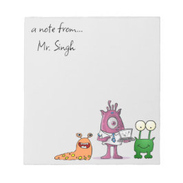 Bewerkbare mannelijke leraar's Monsters Notitieblo Notitieblok