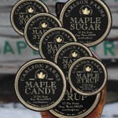 Bewerkbare Maple Syrup Fancy Border Zwart en Goud Ronde Sticker
