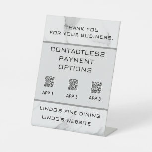 Bewerkbare Marble QR-codes Contactloos betalen Reclamebord Met Voetstuk