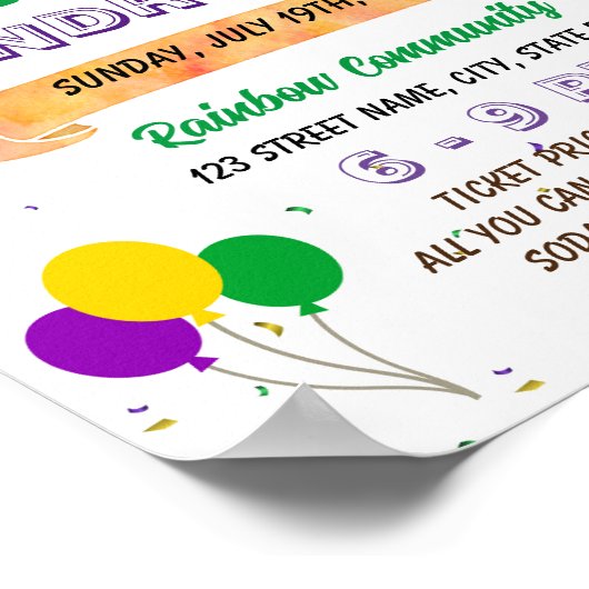 Bewerkbare Mardi Gras Fundraiser Flyer Poster (Hoek)