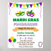 Bewerkbare Mardi Gras Fundraiser Flyer Poster (Voorkant)
