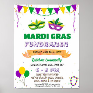 Bewerkbare Mardi Gras Fundraiser Flyer Poster