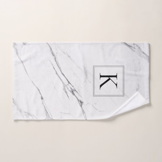 Bewerkbare Marmeren Monogram Handdoek (Handdoek)