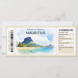 Bewerkbare Mauritius Boarding Pass Vliegticket Kaart