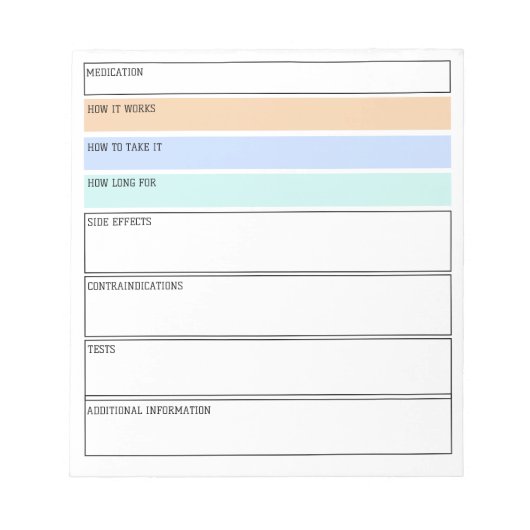 Bewerkbare medicatie Samenvatting voor medische st Notitieblok (Voorkant)