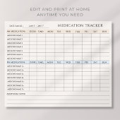 Bewerkbare Medication Tracker Printable Downloadba Poster