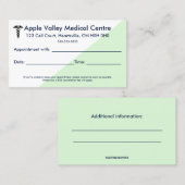 Bewerkbare medische afspraak visitekaartje (Voorkant / Achterkant)