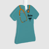 Bewerkbare Medische Scrubs Caduceus Naam Kerstmis Ornament (voorkant)