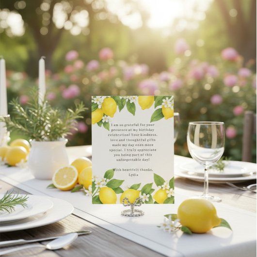 Bewerkbare Mediterrane Limoncello Verjaardag Bedankkaart