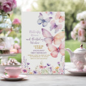 bewerkbare meisje vlinder verjaardag uitnodiging