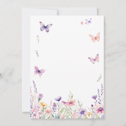 bewerkbare meisje vlinder verjaardag uitnodiging (Achterkant)