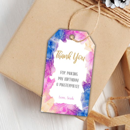 Bewerkbare Meisjes Art Party Favoriet Labels met S Cadeaulabel