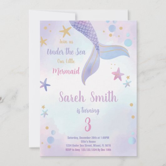 Bewerkbare Meisjes Onder het Zee Party Kaart (Voorkant)