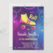 Bewerkbare Meisjes Schaats Uitnodiging (Voorkant)