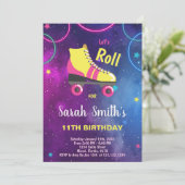 Bewerkbare Meisjes Schaats Uitnodiging (Staand voorkant)