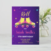 Bewerkbare Meisjes Schaats Uitnodiging (Staand voorkant)