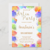 Bewerkbare Meisjes Schilderen Party Kaart met Rain (Voorkant)