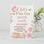 Bewerkbare Meisjes Tea Party Uitnodigen Kaart (Staand voorkant)