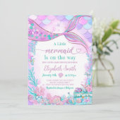 Bewerkbare Mermaid Baby shower Invitation Baby Sho Kaart (Staand voorkant)