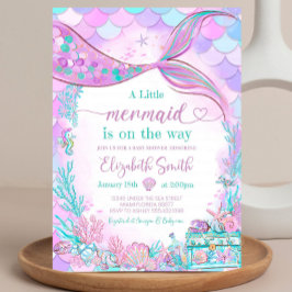 Bewerkbare Mermaid Baby shower Invitation Baby Sho Kaart