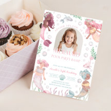 Bewerkbare Mermaid Pool Party Uitnodiging. Spetter