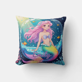 Bewerkbare Mermaid Square Pillow – Rainbow Tail Kussen