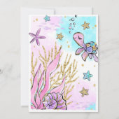 Bewerkbare Mermaid Verjaardag Uitnodiging, Roze Ze Kaart (Achterkant)