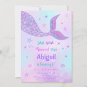 Bewerkbare Mermaid verjaardagsuitnodiging Kaart (Voorkant)