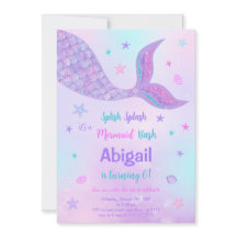 Bewerkbare Mermaid verjaardagsuitnodiging