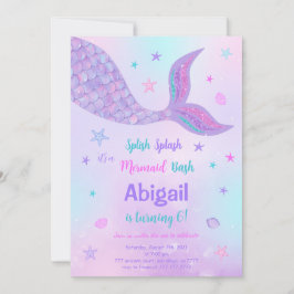 Bewerkbare Mermaid-verjaardagsuitnodiging Kaart