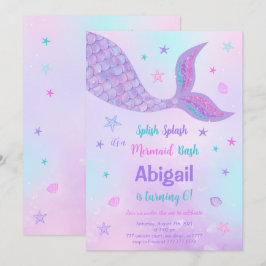 Bewerkbare Mermaid-verjaardagsuitnodiging Kaart