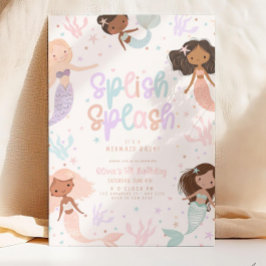 Bewerkbare Mermaid verjaardagsuitnodiging, Mermaid Kaart