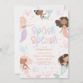 Bewerkbare Mermaid verjaardagsuitnodiging, Mermaid Kaart (Voorkant)