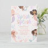 Bewerkbare Mermaid verjaardagsuitnodiging, Mermaid Kaart (Staand voorkant)