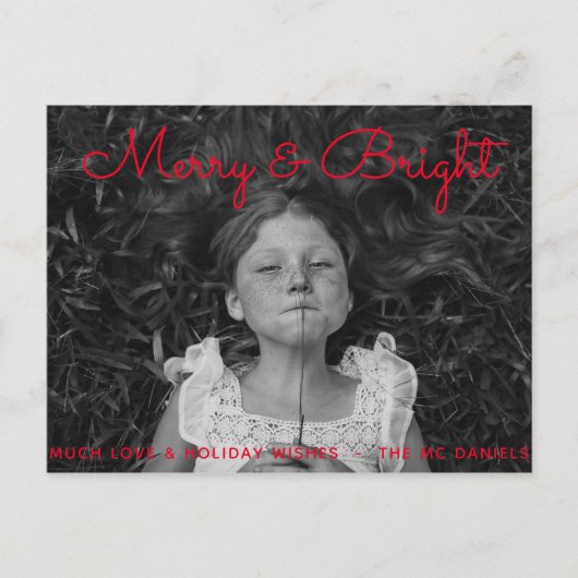 Bewerkbare Merry & Bright Holiday-fotokaart Feestdagenkaart (Voorkant)