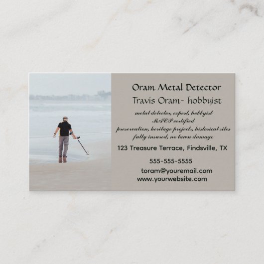 Bewerkbare metaaldetector Hobbyist Treasure Hunter Visitekaartje (Voorkant)