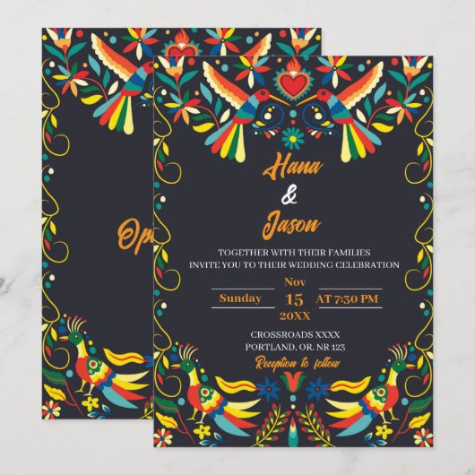 Bewerkbare Mexicaanse Trouw Uitnodiging 4 (Voorkant / Achterkant)