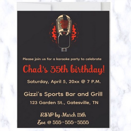 Bewerkbare Microfoon Karaoke Feest Uitnodiging