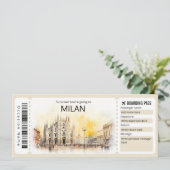 Bewerkbare Milan Boarding Pass Italia Vliegticket Kaart (Staand voorkant)