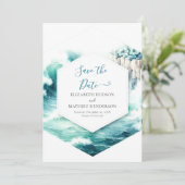 Bewerkbare minimale nautische bruiloft save the date (Staand voorkant)