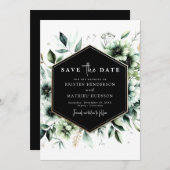 Bewerkbare Minimale Romantische Sage Green Wedding Save The Date (Voorkant / Achterkant)