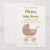 Bewerkbare Minimalistische Baby Shower Kaart (Voorkant / Achterkant)