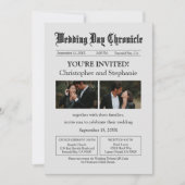 Bewerkbare minimalistische krant Twee foto's QR-co Kaart (Voorkant)