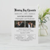 Bewerkbare minimalistische krant Twee foto's QR-co Kaart (Staand voorkant)